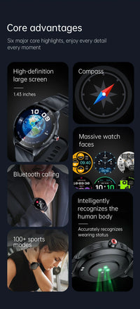 KUMI GW5 Pro Smartwatch 1.43" AMOLED IP68 Waterproof Bluetooth 5.2 Fitness Tracker Heart Rate Blood Oxygen Monitor