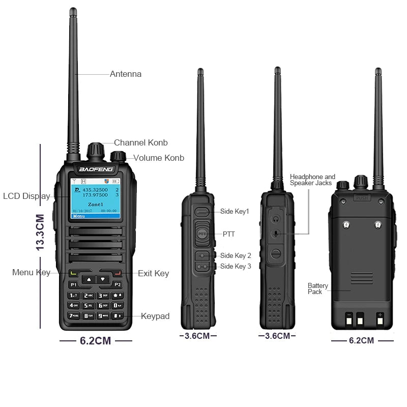 Baofeng DM-1701DMR Walkie Talkie Open GD77 Dual Mode Analog/Digital Two Way Radio Tier1+2 Dual Time Slot Ham Dual Band FM Radio