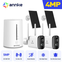Annke 4MP solar security cameras 4CH Wireless NVR 4mm color night vision IP camera Audio 2.4G 5.8G solar wifi camera outdoor