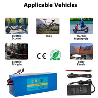 36V48V52VEbike Battery Pack with Charger Lithium Battery 10/20/30AH for Bicycle Scooter Motorcycle