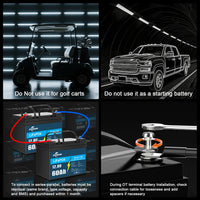 12V 60Ah/120AH LiFePO4 Battery Pack New Lithium Iron phosphate Cells Built-in BMS 5000 Cycles for RV Solar panels, motorboat