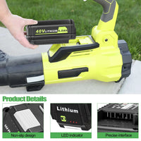 KUNLUN For Ryobi 6.0Ah 40V Li-ion Battery For OP40401 OP4050A OP4050 RY40502 RY40200 Cordless Power Tools Rechargeable Battery