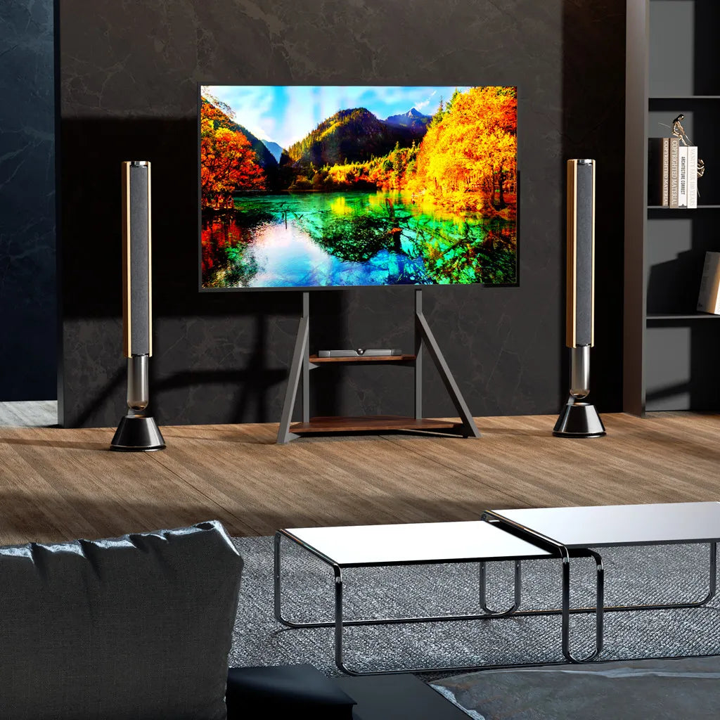 Adjustable Height Rolling Floor TV Stand Industrial Television TV Mount for 40-75 LCD LED Max Load 80KG