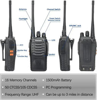 Baofeng 6Pcs BF 888S Walkie Talkie UHF 400 470MHz Long Range Two Way Ham Radios Transceiver for Hunting Hotel