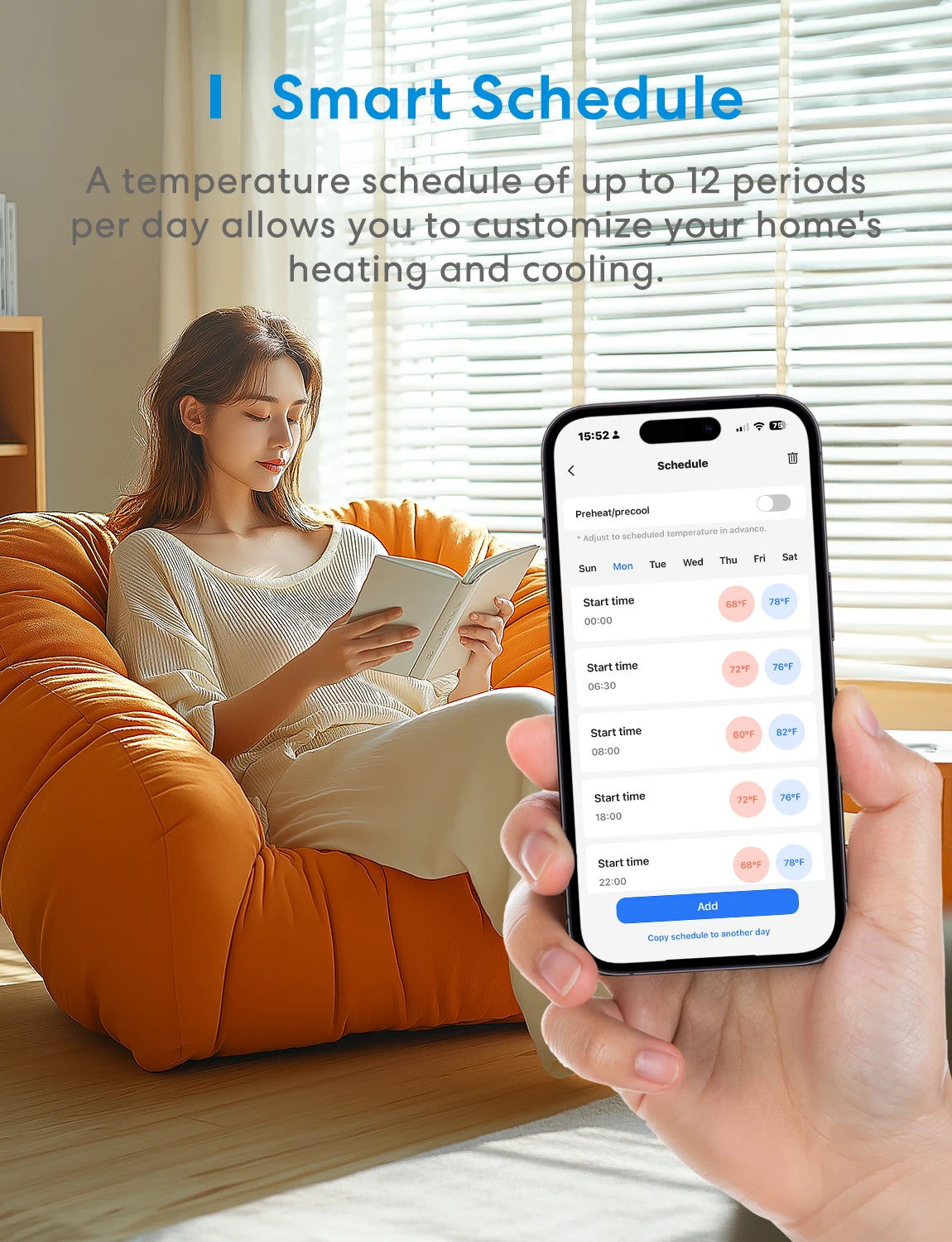 Meross 2025 NEW Matter Smart US 24V Wi-Fi Thermostat Compatible Heating and Cooling Systems Shipping from US