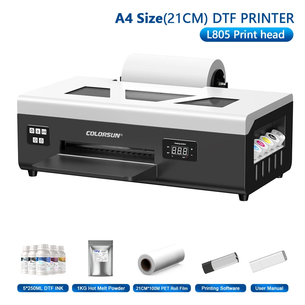 Colorsun DTF Printer Impressora A4/A3 Direct to Film T-Shirt Printing Machine Digital Inkjet DTF Printers For T-Shirt Hoodies
