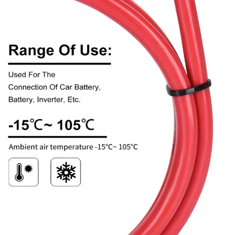 50CM Battery Inverter Cable With Terminals 4AWG Stranded Copper Cord Solar Power Connection Wire With Lug Car Accessories
