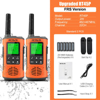 Retevis RT45P IP67 Waterproof Walkie Talkie 2pcs Rechargeable 2-way Radio Receiver PMR446 License Free Type-C for Camping hiking