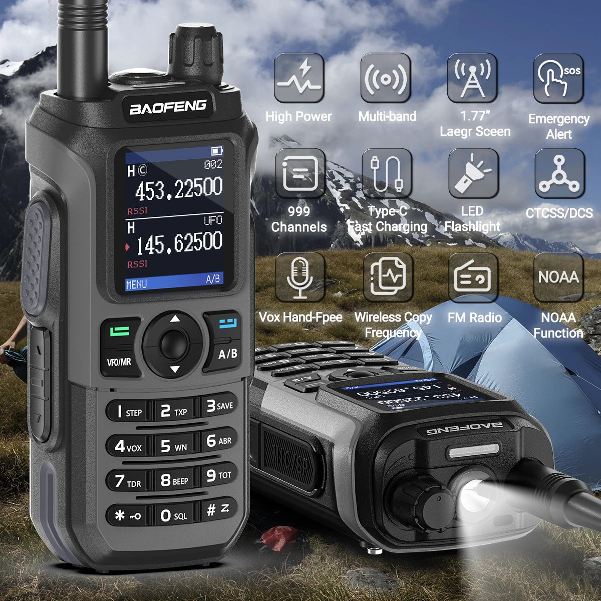 2x BAOFENG UV-21R Air Band Walkie Talkie Wireless Copy Frequency Type-C 999 Channels NOAA Long Range AM For UV-21 PRO Ham Radio