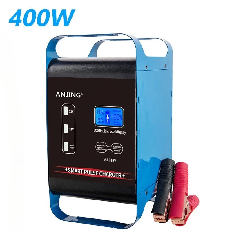 Super Large 600W 400W Car Battery Charger 12V 24V Universal 50A/30A Quick Charge Battery Charge Device for SUV Truck Car Battery