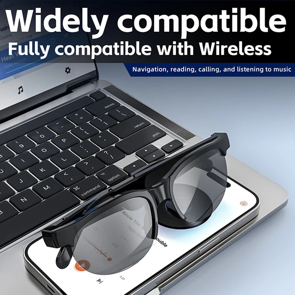 AI Intelligent Translation Glasses Bluetooth-Compatible 5.4 Wireless Sunglasses Built-in Microphone Speakers Wireless Headphones