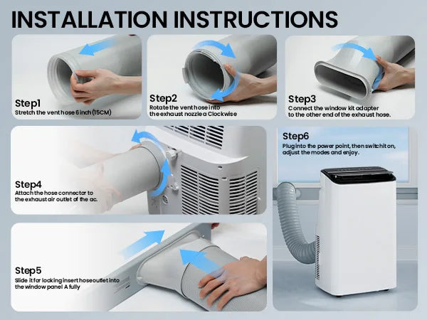 Movyxor 15000 BTU Portable Air Conditioner,Portable AC with Dehumidifier & Fan, 2 Fan Speeds, 24H Timer, Remote Control