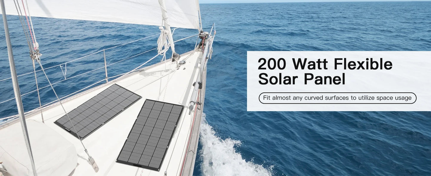 MHPOWOS Balcony Power Plant 200W / 100W Flexible Solarpanel IP68 Solar Cell Solar Charger Photovoltaic off-grid for Boat Roof RV