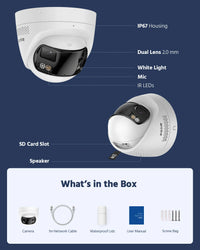 ANNKE 4K Camera Security Panoramic Human Detect Security Camera Two Way Audio 180° Wide View Angle Dual Lens Poe IP Camera