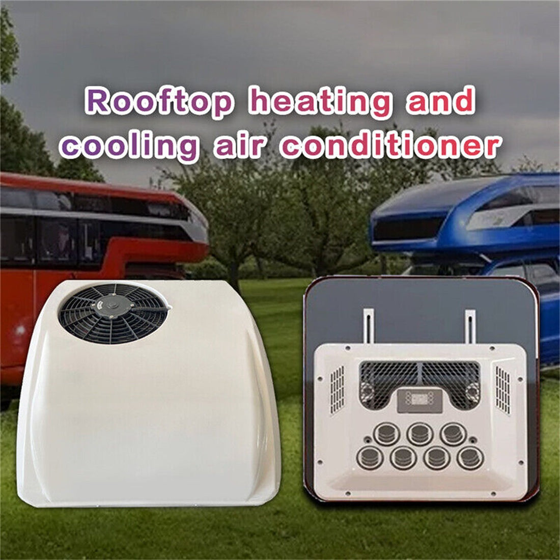Aspligo Electric RV Roof Air Conditioner Heat and Cool 12V 24V RV Rooftop Parking AC For Truck Camper Van Caravans Motor home
