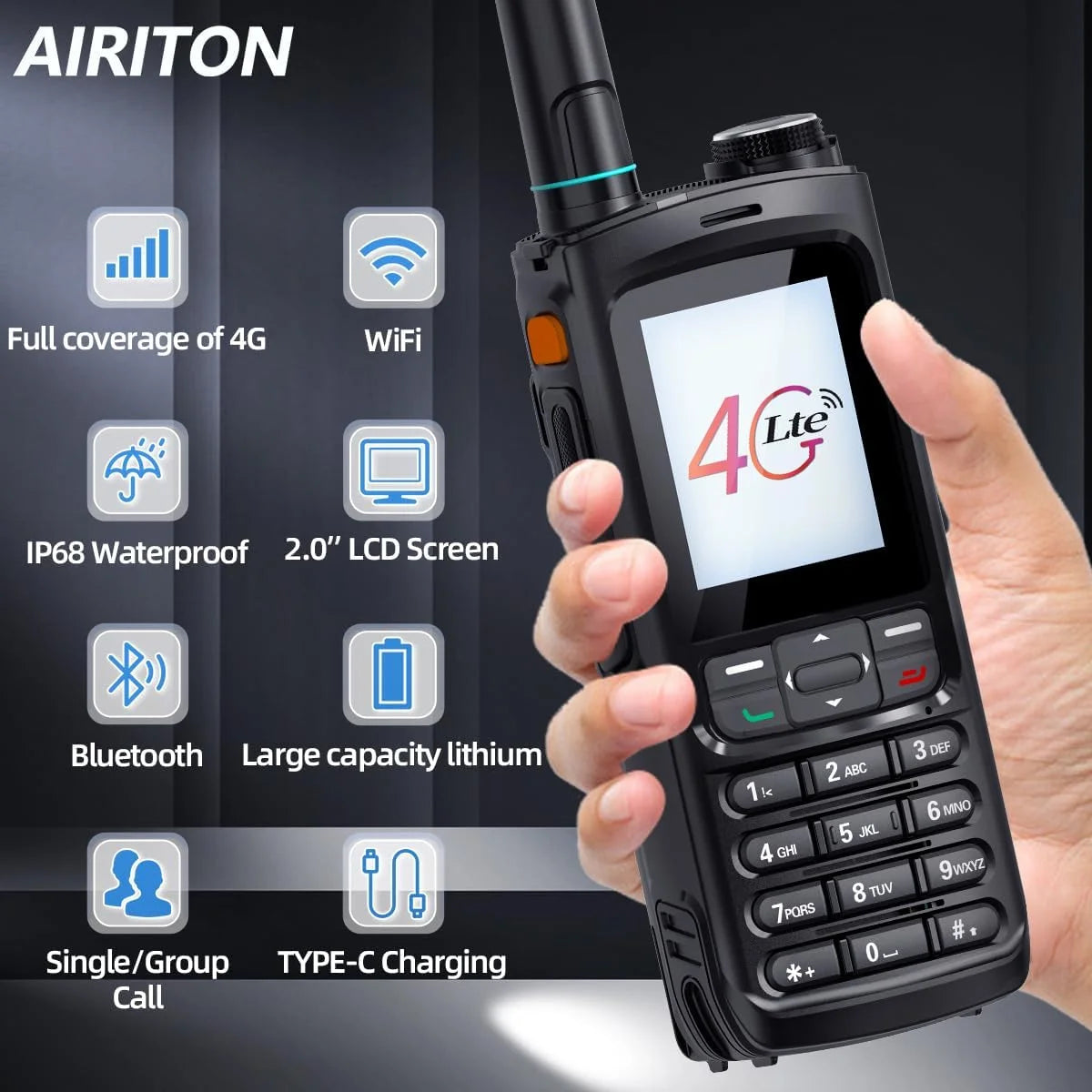 2X AI-G7 Global Network POC Radio Walkie Talkie 4G WiFi Unlimited Range Type-C Long Range Sim Card Two Way Radio for Hunting