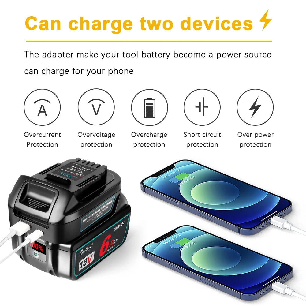 Waitley Battery Adapter for Makita 18V conversion to DEWALT 18V / 20V Batteries Power Tool Accessories Replaces DCB200
