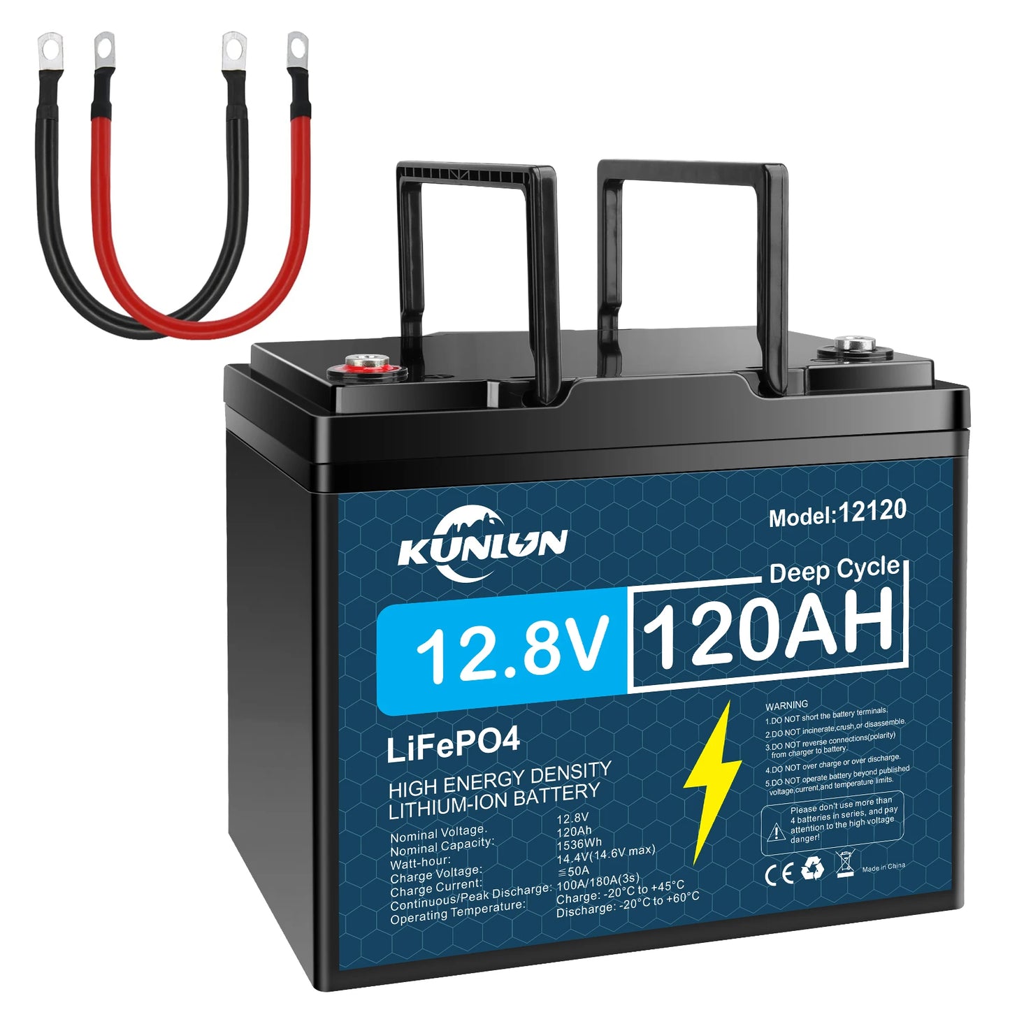12V 60Ah/120AH LiFePO4 Battery Pack New Lithium Iron phosphate Cells Built-in BMS 5000 Cycles for RV Solar panels, motorboat