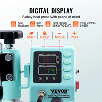 VEVOR Heat Press 12x10inch 360°Swing Away T-Shirt Fast Even Heating Digital Precise Control Heat for T-Shirts Pillows Bags Green