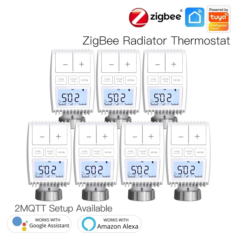 MOES Tuya ZigBee3.0 Radiator Actuator Valve Smart Thermostat Temperature Controller Internal Sensor TRV Voice Control with Alexa