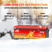 MOSEWORTH 24V 100Ah LiFePO4 Lithium Battery with 100A BMS 8000+ Deep Cycles Rechargeable Batteries for  Campers Trolling Motor