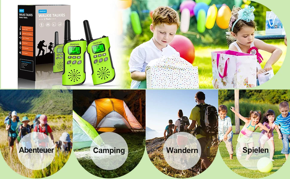 AWANFI Walkie Talkie Children, 3-12 Years, Walkie Talkie Rechargeable with Li-ion Battery, Radio Set, for Gift/Camping/Adventure