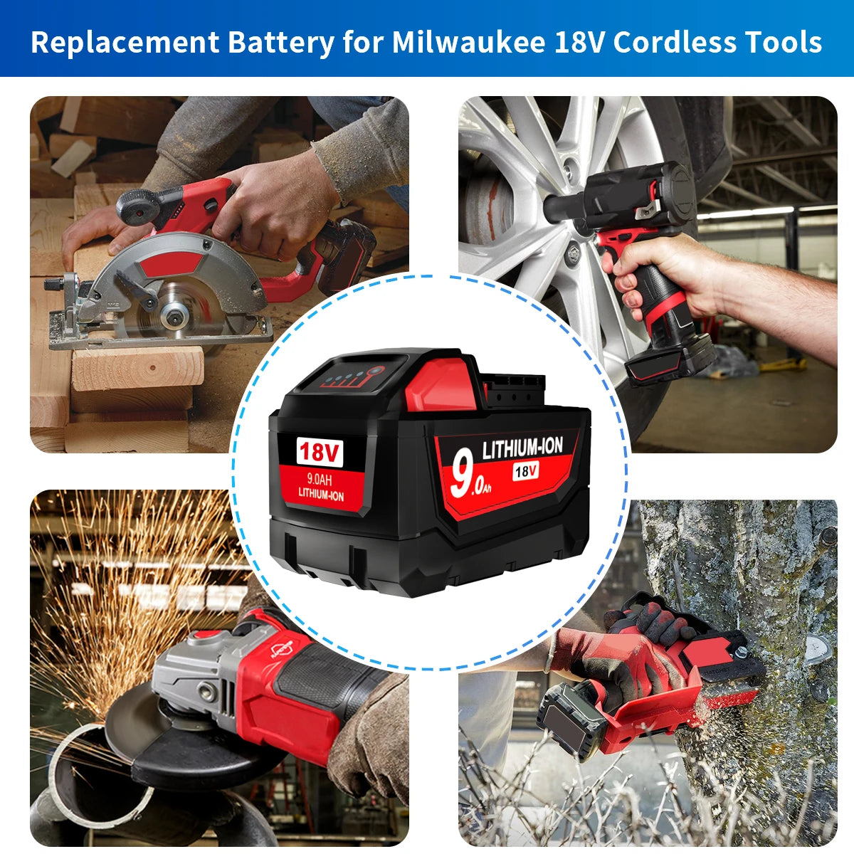 For Milwaukee 18V  M18 lithium 6.0Ah/9.0Ah XC Lithium Battery 48-11-1860 48-11-1850 48-11-1840 48-11-1820 Charger rechargeable P