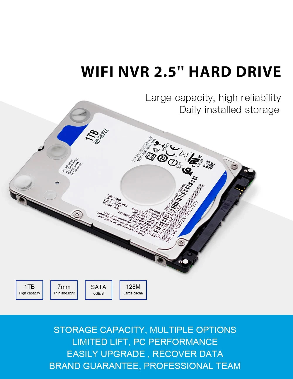 500GB 1TB 2TB Internal Hard Disk Drive for NVR, Laptop, Desktop 2.5" HDD SATA2 5400-7200RPM 128M 3.0Gbps
