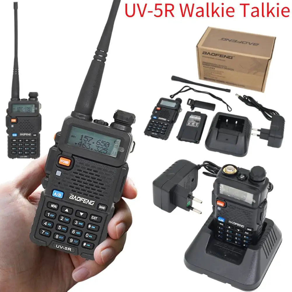UV-5R Walkie Talkie 5W Dual Band Two Way Radio Commutator VHF/UHF 136-174MHz &400-520MHz Handheld Station Receiver Ham Radio Set