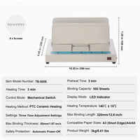 VEVOR Thermal Binding Machine 500 Sheets 50mm Binding Thickness A3(Short Edge)/A4/A5 Document with Infrared Optical Detection