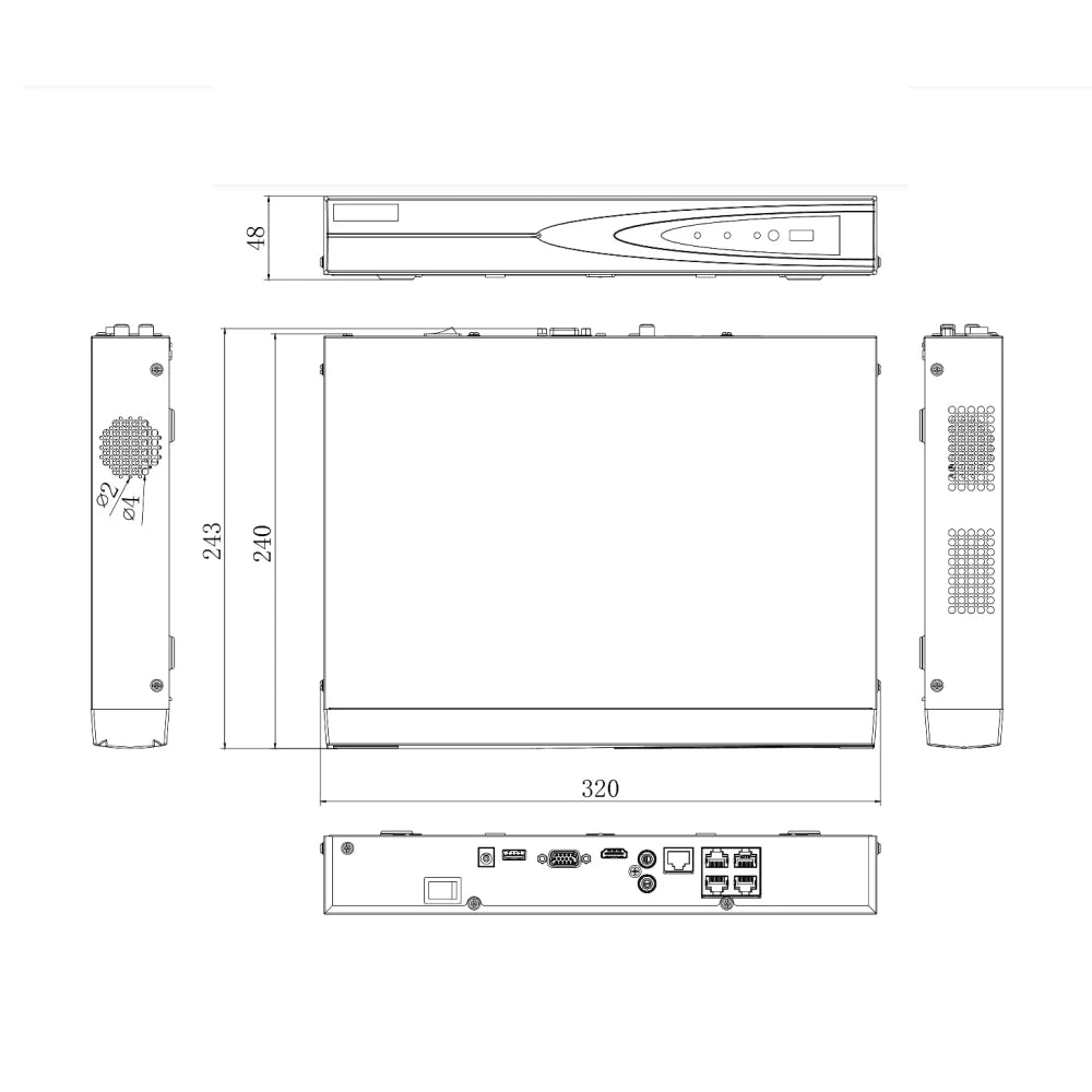 Hikvision NVR 4-ch 1U 4 PoE 4K NVR DS-7604NI-Q1/4P Up to 4-ch IP Camera inputs Network Video Recorder Support Third-party Camera