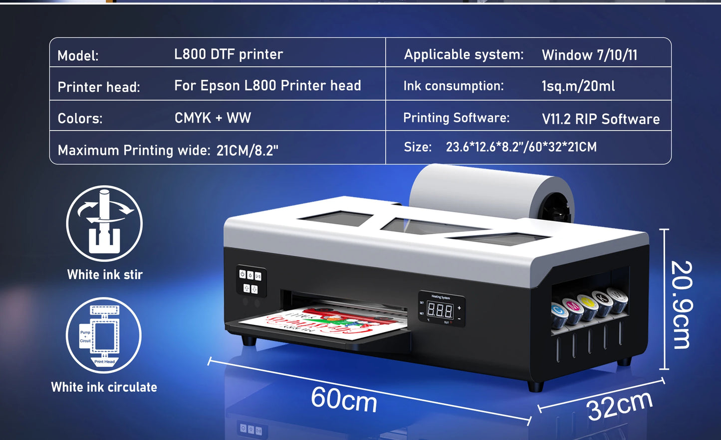 Colorsun DTF Printer Impressora A4/A3 Direct to Film T-Shirt Printing Machine Digital Inkjet DTF Printers For T-Shirt Hoodies
