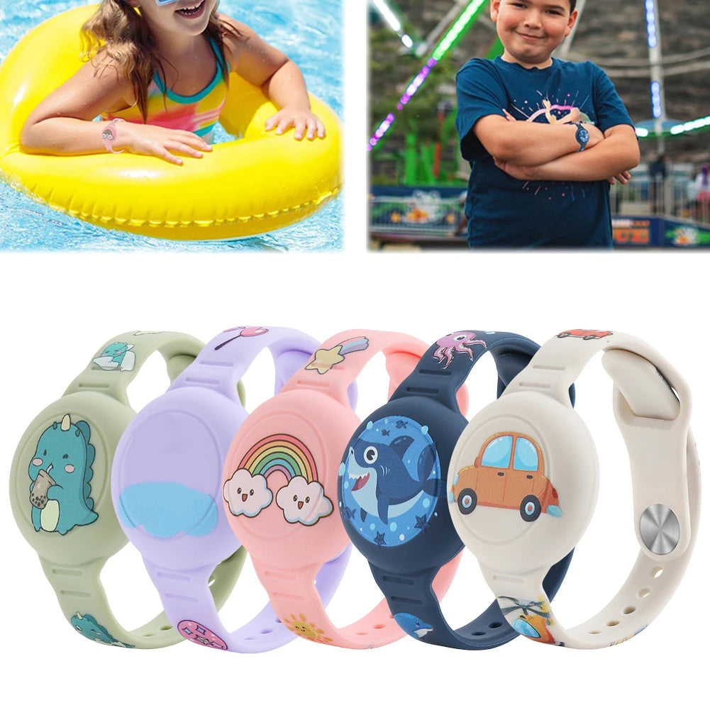 AirTag Bracelet Kid Children Anti-lost Bracelet Waterproof Silicone GPS Tracker Wristband for AirTag Kids Necklace Watch Band