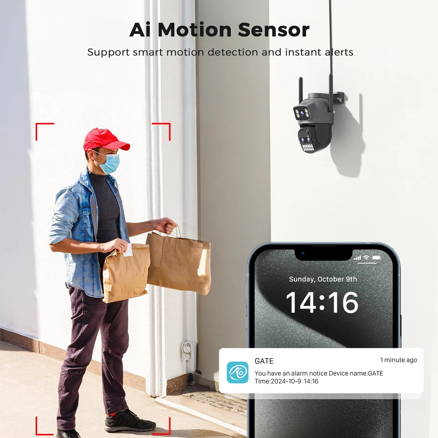 6K 15MP HD IP Camera Outdoor Three-Lens External WiFi Camera 4K 8MP Dual Screen Security PTZ Cam Auto Tracking Surveillance