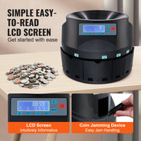 SucceBuy 230/300Coins/Min USD Coin Sorter Counter Professional Electric Automatic Machine LED Display for School Shop Bank Black