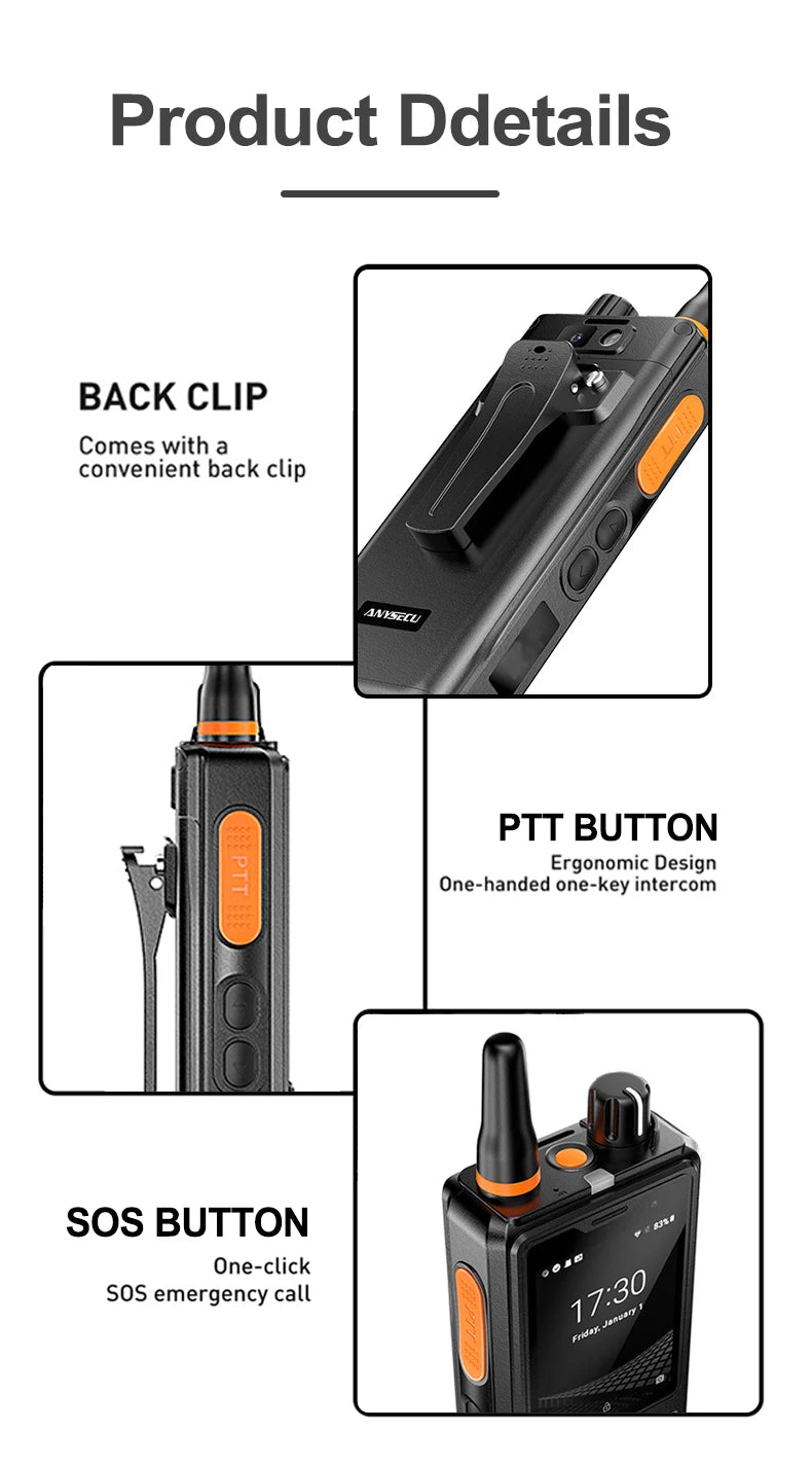 ANYSECU T60 4G Network Radio F41 Android 8.1 LTE WCDMA GSM WIFI GPS Mobile Phone work with Real-ptt Zello