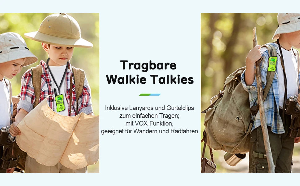 AWANFI Walkie Talkie Children, 3-12 Years, Walkie Talkie Rechargeable with Li-ion Battery, Radio Set, for Gift/Camping/Adventure