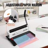 SucceBuy Coil Spiral Binding Machine Manual Book Maker 34-Holes Binding 120 Sheets Punch Binder Adjustable Coil Binding Spines