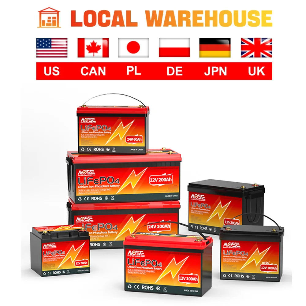 12V 50Ah 100Ah 140Ah 168Ah 200Ah 300Ah Lifepo4 Battery with BMS Bluetooth Deep Cycle Lithium Battery for RV Golf Cart Solar