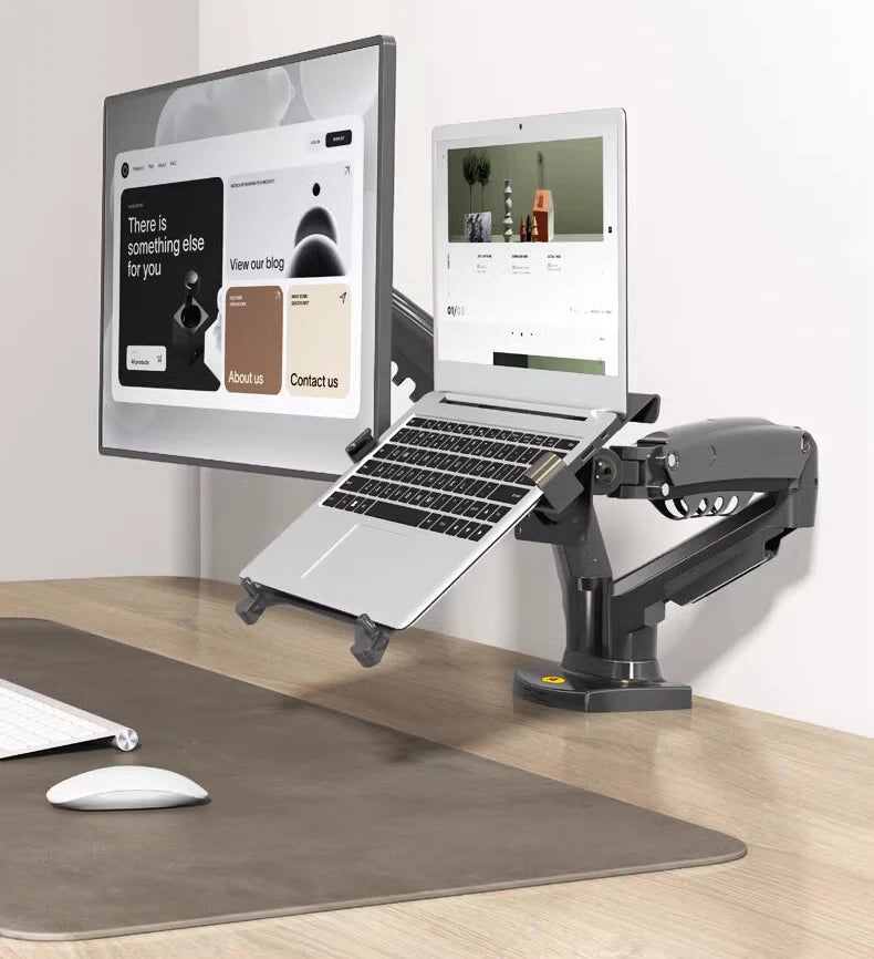 Northbayou F160-FP 10"-17" laptop mount 360 rotate 10"-27" air press full motion gas spring  10"-27" two monitor  clamp desk