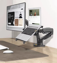 Northbayou F160-FP 10"-17" laptop mount 360 rotate 10"-27" air press full motion gas spring  10"-27" two monitor  clamp desk