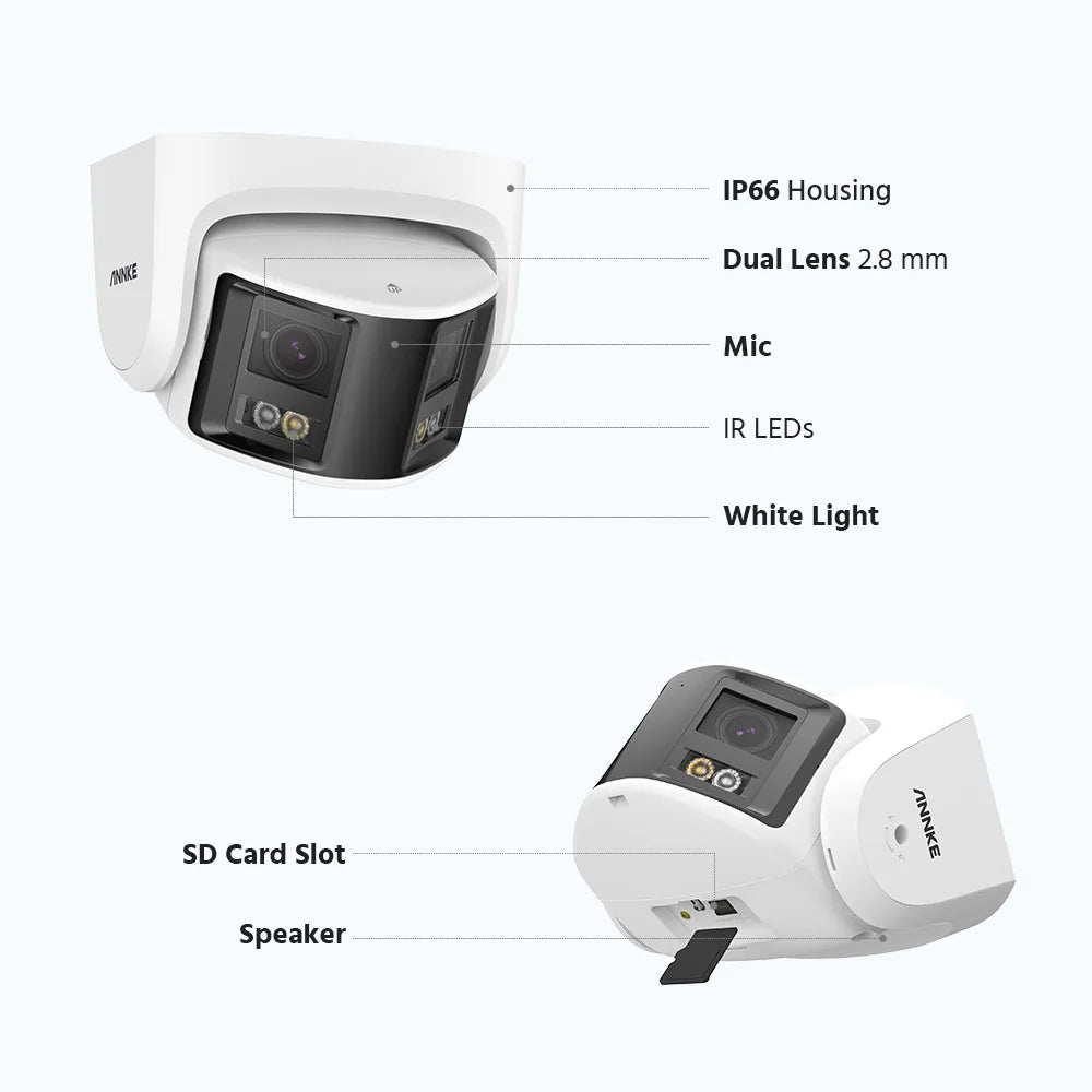 ANNKE 8MP 180°Panoramic Security Camera System POE Protection Dual Lens Camera Two Way Audio 8CH NVR Video CCTV Surveillance Kit