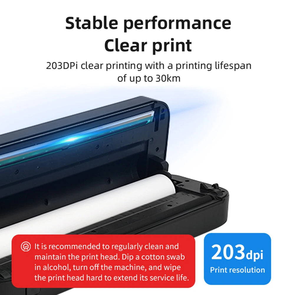A4 Portable Thermal Printer Inkless Bluetooth-Compatible Wireless Mobile Travel Printer Document Printing Maker Home Office Use