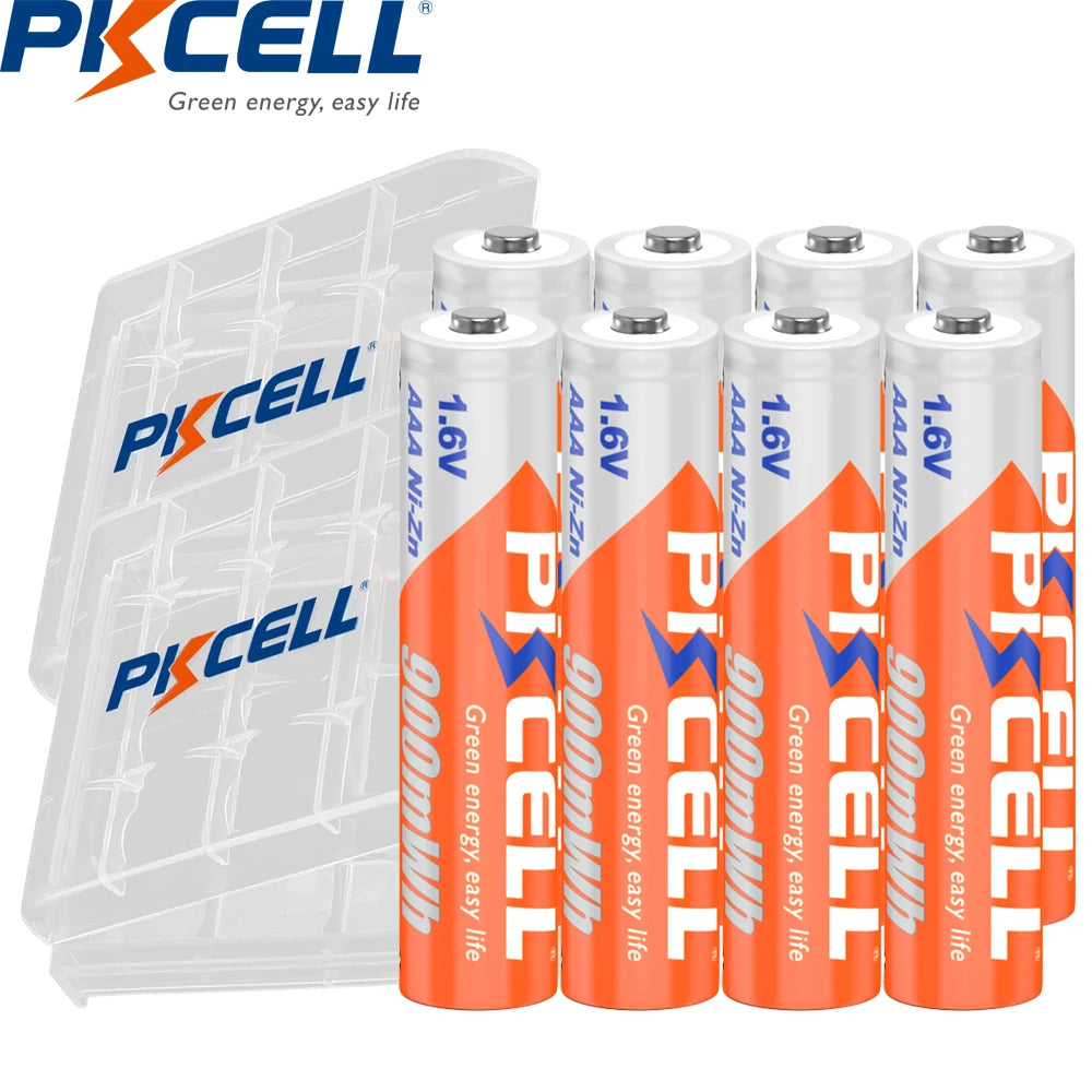 PKCELL-Rechargeable 3A Battery , AAA Battery, 1.6V, Nizn AAA battery, 900mwh, 8Pcs with 2PC Box Case