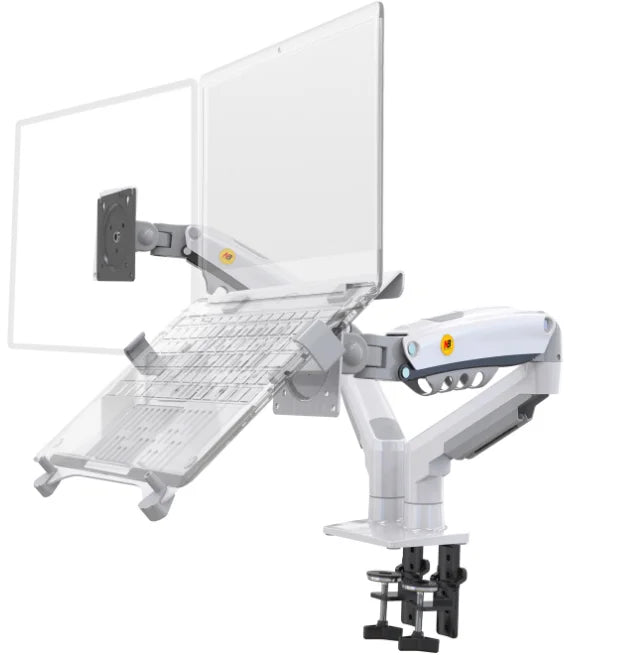 Northbayou F160-FP 10"-17" laptop mount 360 rotate 10"-27" air press full motion gas spring  10"-27" two monitor  clamp desk
