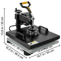 SucceBuy 2In1 Heat Press Machine 38*38CM 360 Degree Swing-Away Digital Sublimation Printer Transfer DIY T-shirt Cap