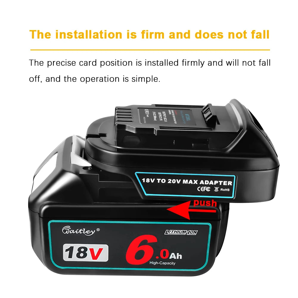 Waitley Battery Adapter for Makita 18V conversion to DEWALT 18V / 20V Batteries Power Tool Accessories Replaces DCB200