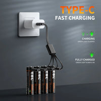 EBL Rechargeable 1.5V AA 3500mWh Lithium Batteries with USB Cable Li-ion Battery 1600+ Cycles For Remote Control Toy