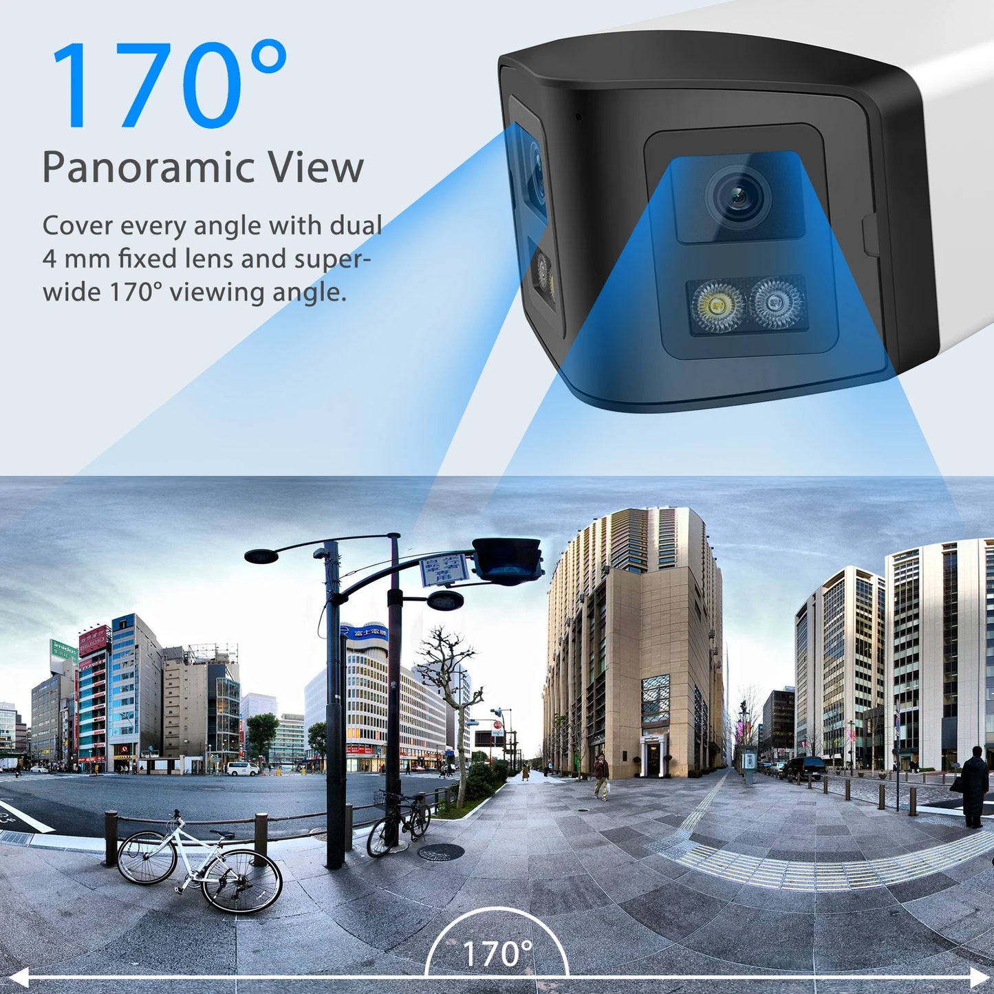 VIKYLIN 180° Panoramic View 4MP Dual-Lens PoE Security IP Camera CCTV Home Outdoor Video Surveillance POE Security camera Onvif