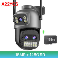 6K 15MP HD IP Camera Outdoor Three-Lens External WiFi Camera 4K 8MP Dual Screen Security PTZ Cam Auto Tracking Surveillance